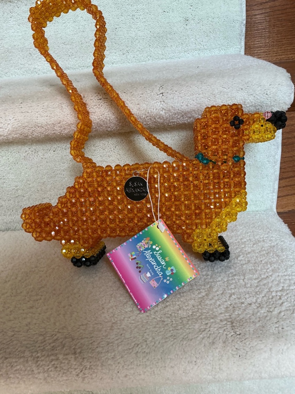 ADORABLE NWT SUSAN ALEXANDRA WEENY DACHSHUND BEADED CROSSBODY BAG - Picture 11 of 16